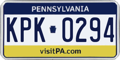 PA license plate KPK0294