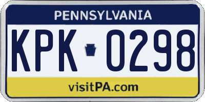 PA license plate KPK0298