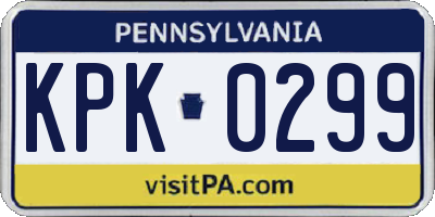 PA license plate KPK0299