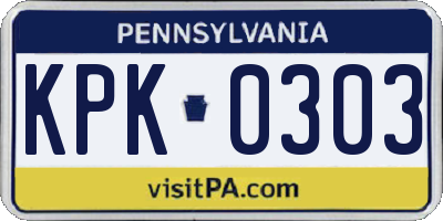 PA license plate KPK0303