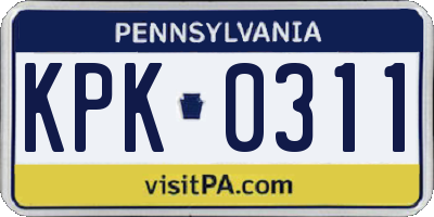 PA license plate KPK0311