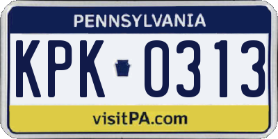 PA license plate KPK0313