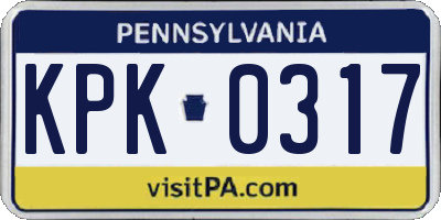 PA license plate KPK0317