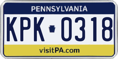 PA license plate KPK0318