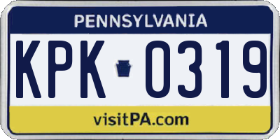 PA license plate KPK0319