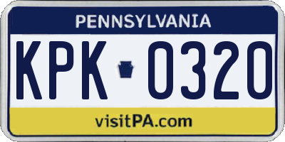 PA license plate KPK0320