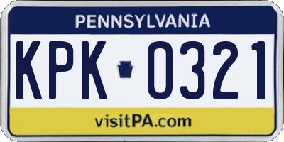 PA license plate KPK0321