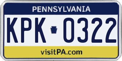 PA license plate KPK0322