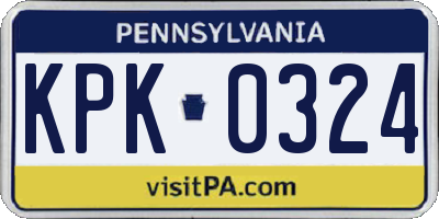 PA license plate KPK0324