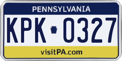 PA license plate KPK0327