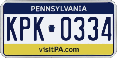 PA license plate KPK0334