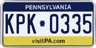 PA license plate KPK0335
