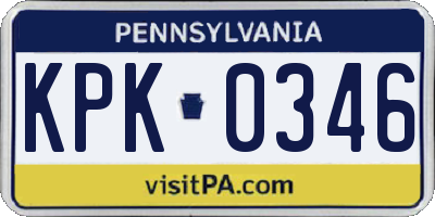 PA license plate KPK0346