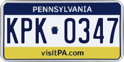 PA license plate KPK0347