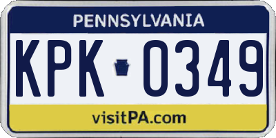 PA license plate KPK0349