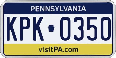PA license plate KPK0350