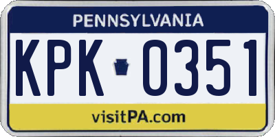 PA license plate KPK0351