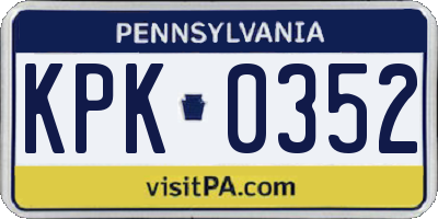 PA license plate KPK0352