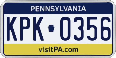 PA license plate KPK0356