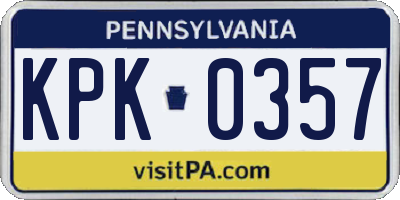 PA license plate KPK0357
