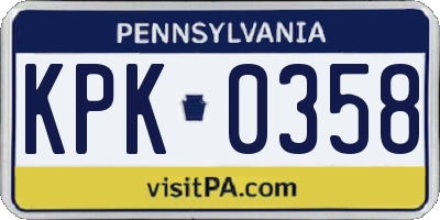 PA license plate KPK0358