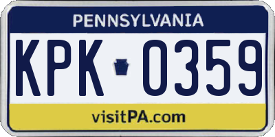PA license plate KPK0359