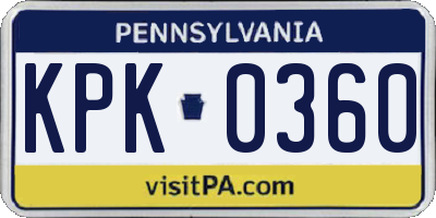 PA license plate KPK0360
