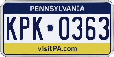 PA license plate KPK0363