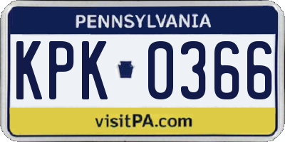 PA license plate KPK0366