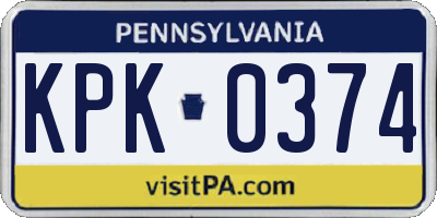 PA license plate KPK0374