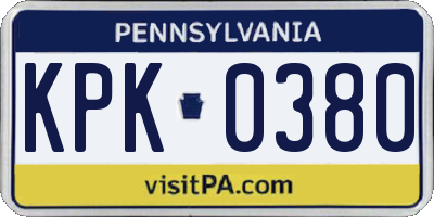 PA license plate KPK0380
