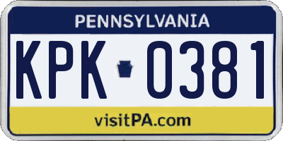PA license plate KPK0381