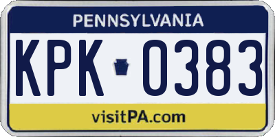 PA license plate KPK0383