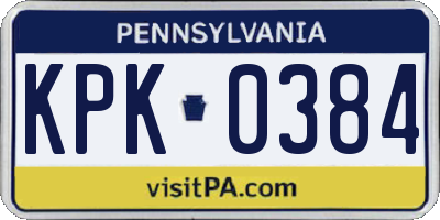 PA license plate KPK0384