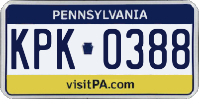 PA license plate KPK0388