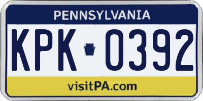 PA license plate KPK0392