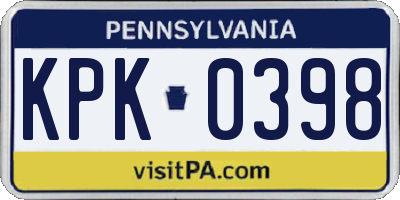 PA license plate KPK0398