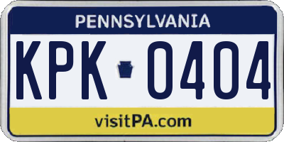 PA license plate KPK0404