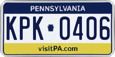 PA license plate KPK0406