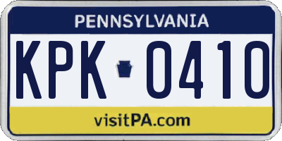 PA license plate KPK0410