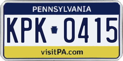 PA license plate KPK0415