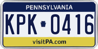 PA license plate KPK0416