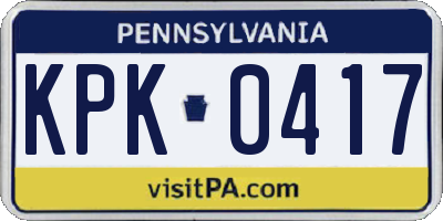 PA license plate KPK0417
