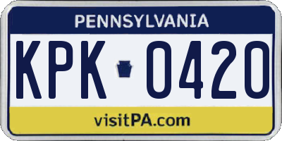 PA license plate KPK0420