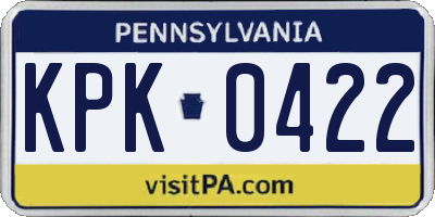 PA license plate KPK0422