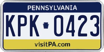 PA license plate KPK0423