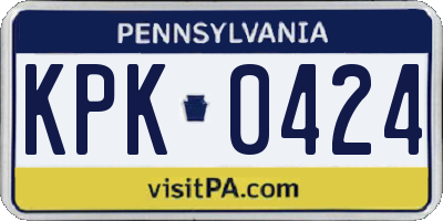 PA license plate KPK0424