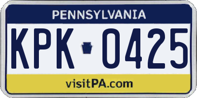 PA license plate KPK0425