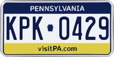 PA license plate KPK0429