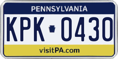 PA license plate KPK0430